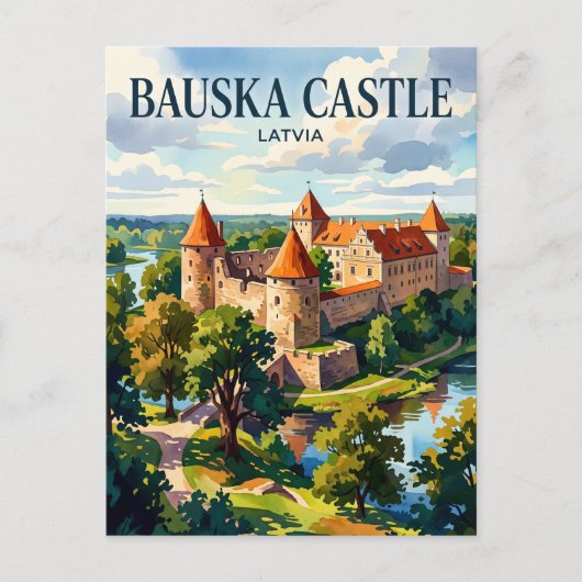 Kasteel Bauska Letland Briefkaart (Voorkant)