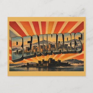 Kasteel Beaumaris Wales Vintage Reis Kunst Briefkaart