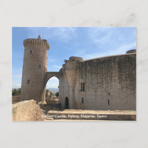 Kasteel Bellver, Palma, Majorca, Spanje op een Feestdagenkaart