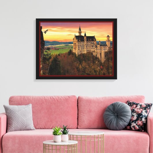 Kasteel bij zonsondergang canvas afdruk (Insitu (Woonkamer))