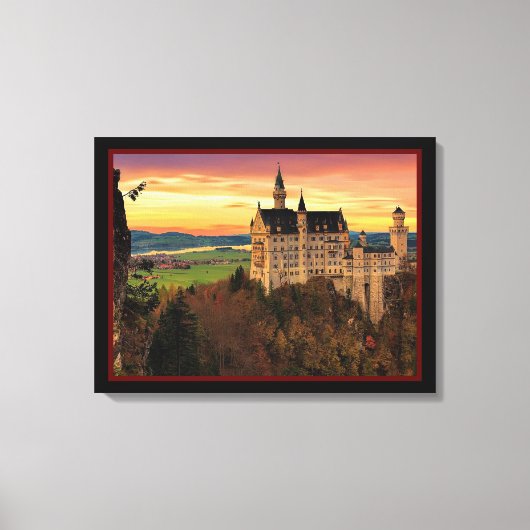 Kasteel bij zonsondergang canvas afdruk (Voorkant)