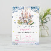 Kasteel Bloemen Harten Sneeuwvlokken Sprookje Kaart (Staand voorkant)