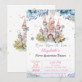 Kasteel Bloemen Harten Sneeuwvlokken Sprookje Kaart (Voorkant / Achterkant)