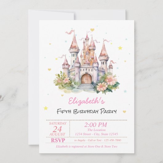 Kasteel Bloemen Harten Sprookje Kaart (Voorkant)