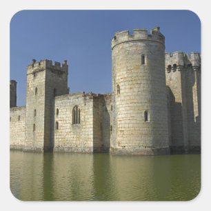 Kasteel Bodiam (1385), weerspiegeld in slotgracht, Vierkante Sticker
