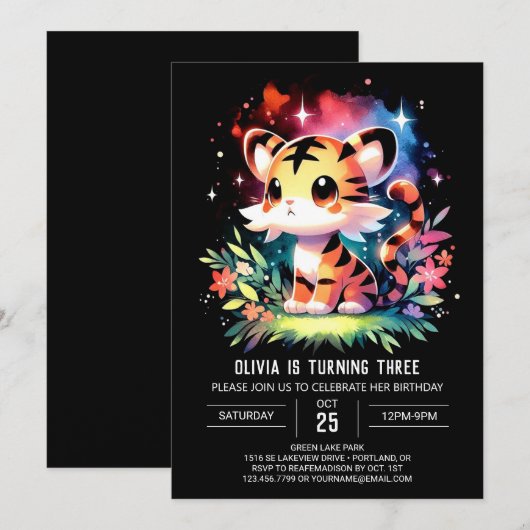 Kasteel Boho Tiger Verjaardag Kaart (Voorkant / Achterkant)