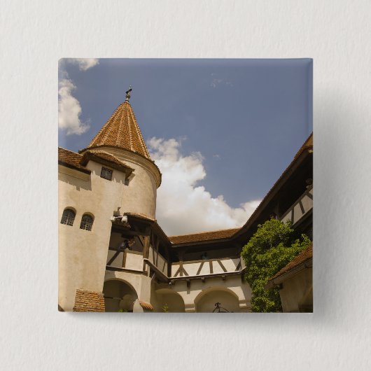 Kasteel Bran uit de 13e eeuw (Kasteel van Dracula) Vierkante Button 5,1 Cm (Voorkant)