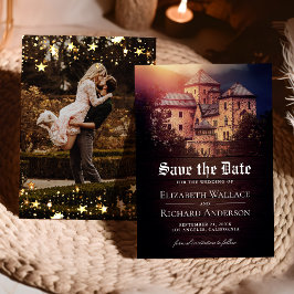 Kasteel Bruiloft Foto in Vintage Rustieke Sprookje Save The Date