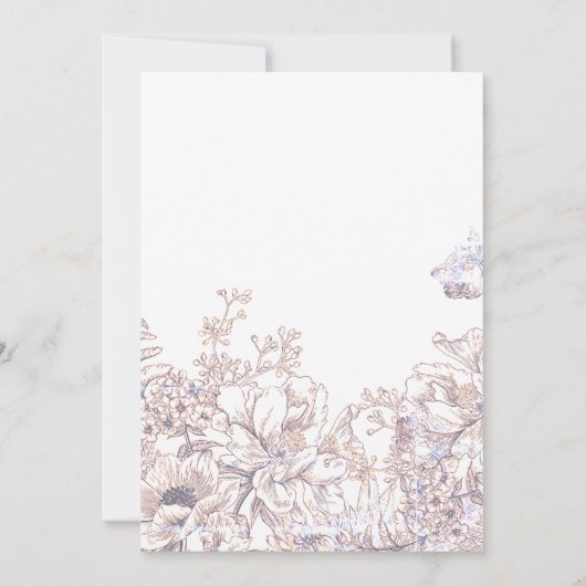 Kasteel bruiloft tuin Flora Beige Elegant Script Kaart (Achterkant)