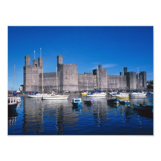 Kasteel Caernarfon, Gwynedd, Wales Foto Afdruk (Voorkant)