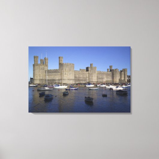 Kasteel Caernarfon, Gwynedd, Wales (RF) Canvas Afdruk (Voorkant)