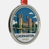 Kasteel Caernarfon Wales Metalen Ornament (Rechts)