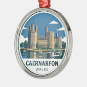 Kasteel Caernarfon Wales Metalen Ornament (Links)