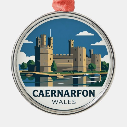 Kasteel Caernarfon Wales Metalen Ornament (Voorkant)