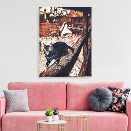 Kasteel Cat Rackham Illustratie Canvas Afdruk (Insitu (Woonkamer))