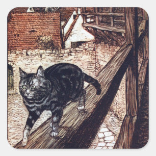 Kasteel Cat Rackham Illustratie Vierkante Sticker