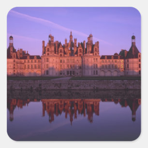 Kasteel Chambord bij zonsondergang, Loire-vallei, Vierkante Sticker