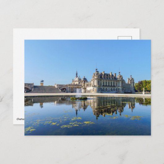 Kasteel Chantilly met weerspiegeling in een vijver Briefkaart (Voorkant / Achterkant)