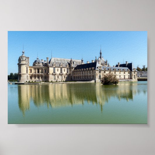 Kasteel Chantilly met weerspiegeling in het meer Poster (Voorkant)