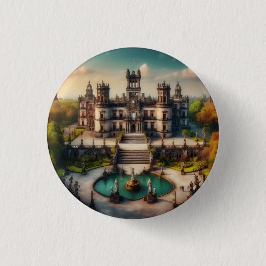 Kasteel Chapultepec Mexico Oude Reisprenten Ronde Button 3,2 Cm (Voorkant)