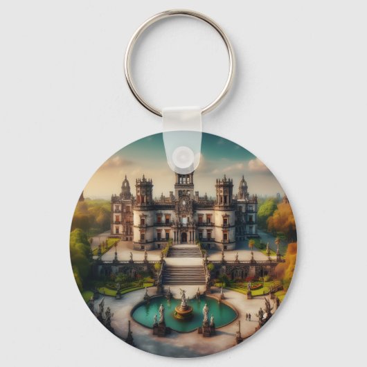 Kasteel Chapultepec Mexico Oude Reisprenten Sleutelhanger (Voorkant)