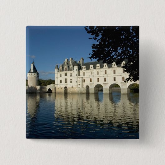 Kasteel Chenonceau, rivier Cher, Loir-et-Cher, 2 Vierkante Button 5,1 Cm (Voorkant)