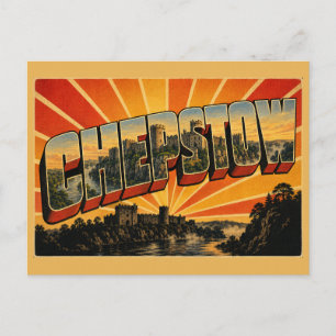 Kasteel Chepstow Wales Vintage Reis Kunst Briefkaart