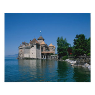 Kasteel Chillon, Meer van Genève, kanton Vaud, Foto Afdruk