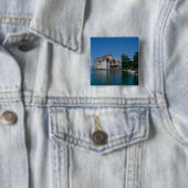 Kasteel Chillon, Meer van Genève, kanton Vaud, Vierkante Button 5,1 Cm (In situ)