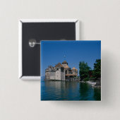 Kasteel Chillon, Meer van Genève, kanton Vaud, Vierkante Button 5,1 Cm (Voorkant /achterkant)