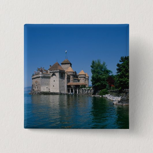 Kasteel Chillon, Meer van Genève, kanton Vaud, Vierkante Button 5,1 Cm (Voorkant)