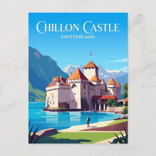 Kasteel Chillon Zwitserland Briefkaart (Voorkant)