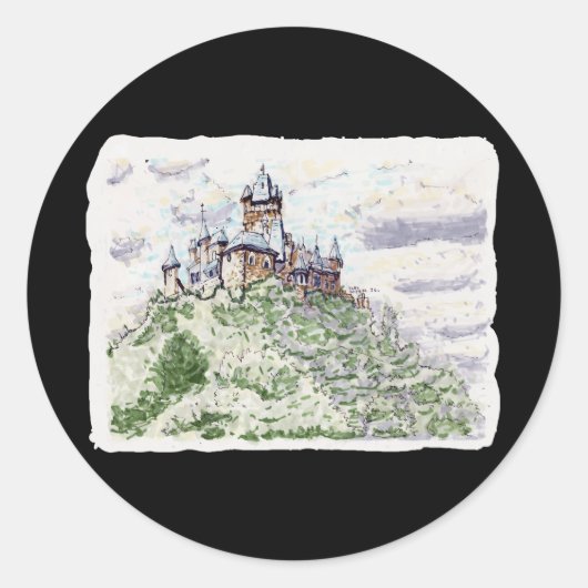 Kasteel Cochem in Duitsland Ronde Sticker (Voorkant)