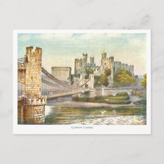 Kasteel Conwy uit de oude doos Briefkaart (Voorkant)