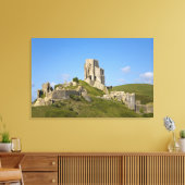 Kasteel Corfe, Corfe, Dorset, Engeland Canvas Afdruk (Insitu (Woonkamer))