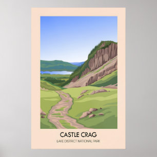 Kasteel Crag Berg Lake District Reisposter Poster