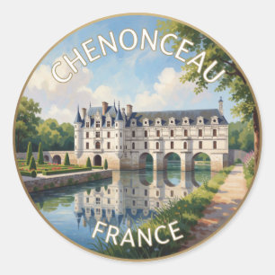 Kasteel De Chenonceau Frankrijk Rivier Kasteel rei Ronde Sticker