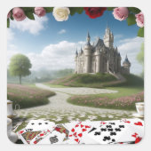 Kasteel door het Wonderland Portal Vierkante Sticker (Voorkant)