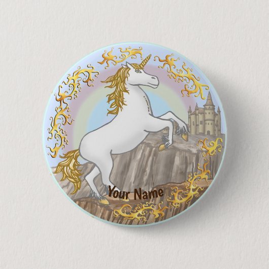 Kasteel Eenhoorn speld Ronde Button 5,7 Cm (Voorkant)