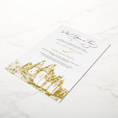 Kasteel Eensopeneens Sprookjesachtige Trouwdag Gou Folie Uitnodiging (Gedraaid)