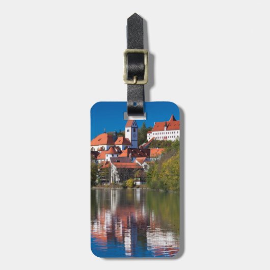 Kasteel en abdij aan de rivier bagagelabel (Voorkant verticaal)