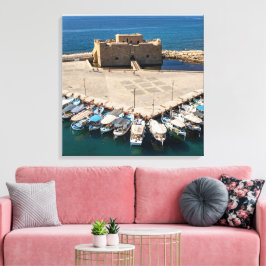 Kasteel en haven van Paphos Canvas Afdruk