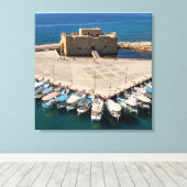 Kasteel en haven van Paphos Canvas Afdruk (Insitu (Houten vloer))