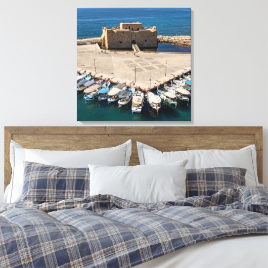 Kasteel en haven van Paphos Canvas Afdruk (Insitu (Slaapkamer))