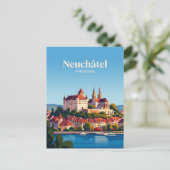 Kasteel en Stiftskerk, Neuchâtel Briefkaart (Staand voorkant)