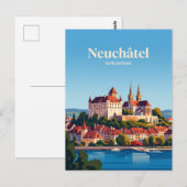 Kasteel en Stiftskerk, Neuchâtel Briefkaart (Voorkant / Achterkant)