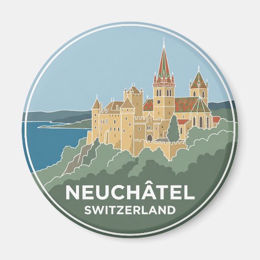 Kasteel en Stiftskerk, Neuchâtel Magneet (Voorkant)
