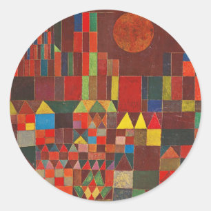 Kasteel en zon, Paul Klee Expressionisme Figuratie Ronde Sticker