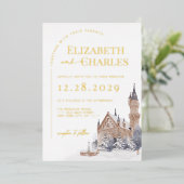 Kasteel Engels Manor Oude Kerk Kathedraal Bruiloft Folie Uitnodiging (Staand Voorkant)