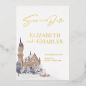 Kasteel Engels Manor Oude Kerk Save The Date Folie Uitnodiging (Voorkant)